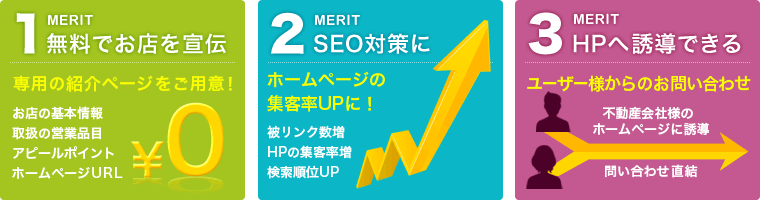 メリット1.無料でお店を宣伝。2.SEO対策に。3.HPへ誘導できる